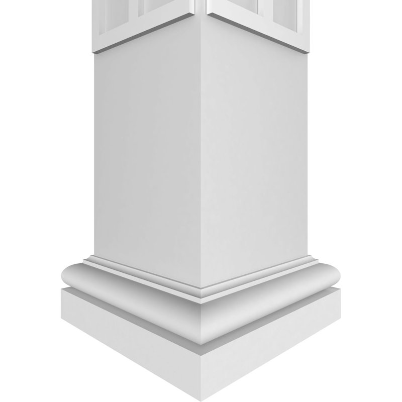 Carré Artisan non effilé avec colonne toscane et base toscane, H 108 po x l 9,625 po x P 9,625 po