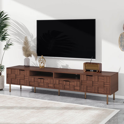 Meuble télé Mid-Century avec 2 tiroirs, console multimédia