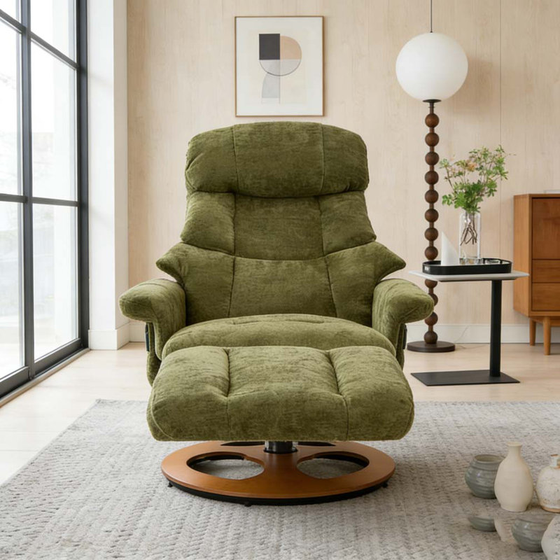 Ergonomic Recliner Chair with Ottoman, Green