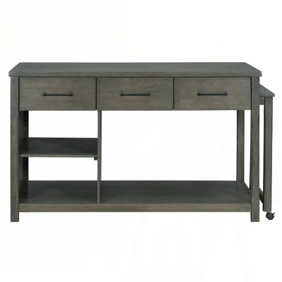 Extendable Kitchen Island With Storage, Multi-Functional Kitchen Cart With Built-In Power Outlets, Retro Kitchen Island On Wheels With Drawers And Ope by Gracie Oaks