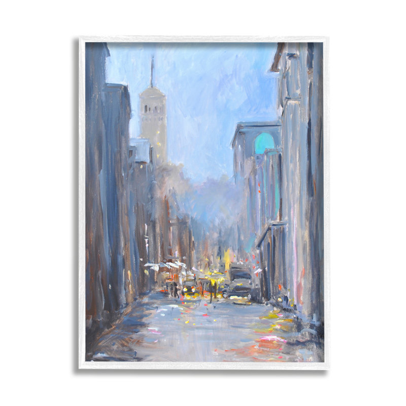 Réflexions abstraites de la ville pluvieuse, H 30 po x l 24 po x P 1,5 po, Giclée encadrée blanc bord de mer