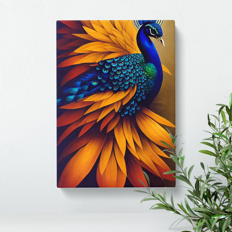 Contemporary Peacock - Wrapped Canvas