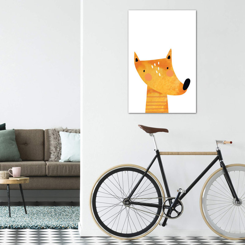 Renard - impression d'art graphique, H 26 po x l 18 po x 1,5 po, Pas de tapis, Toile tendue