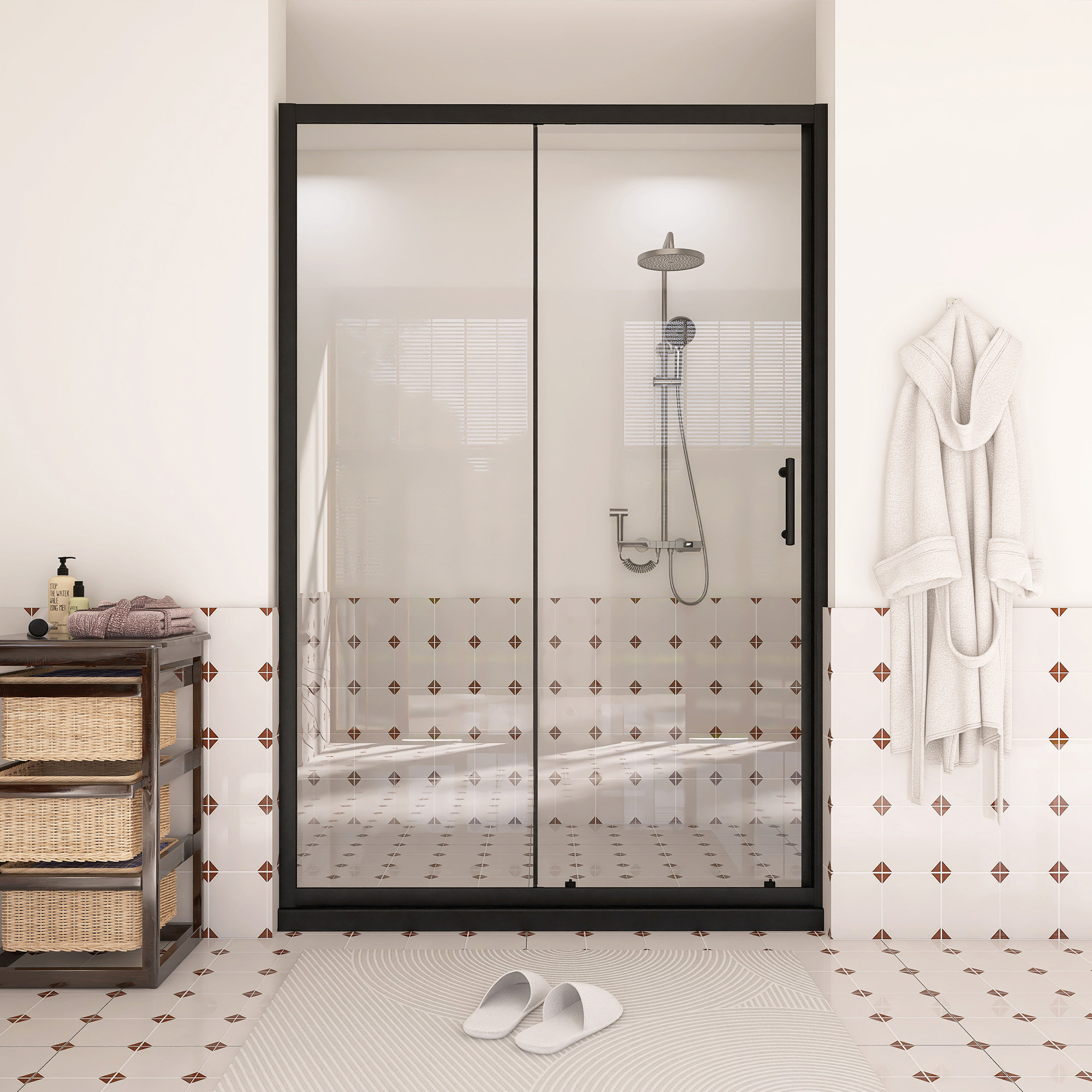 Magic Racks Adjustable Tempered Glass Single Sliding Shower Door ...