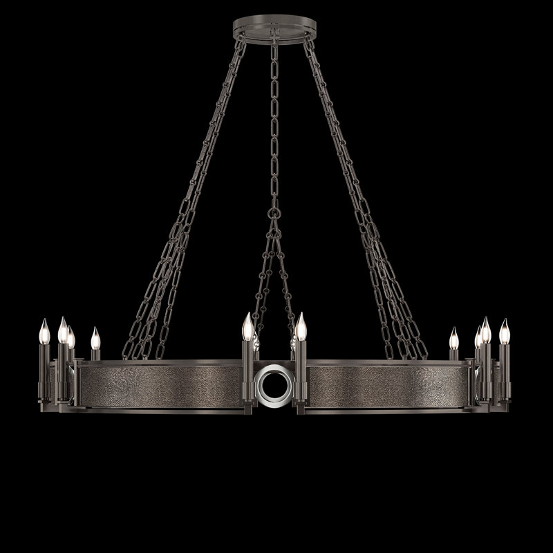 Lustre rond l 49,75 po Mirage, Galet / nickel / acier de minuit