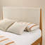 Lunaris Mid-Century Solid Wood Queen Platform Bed With Upholstered Headboard-2032750422