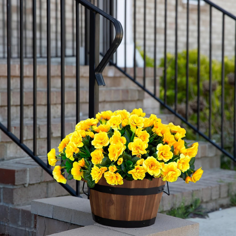 6 pièces rhododendron artificiel d'été décoratif, Jaune