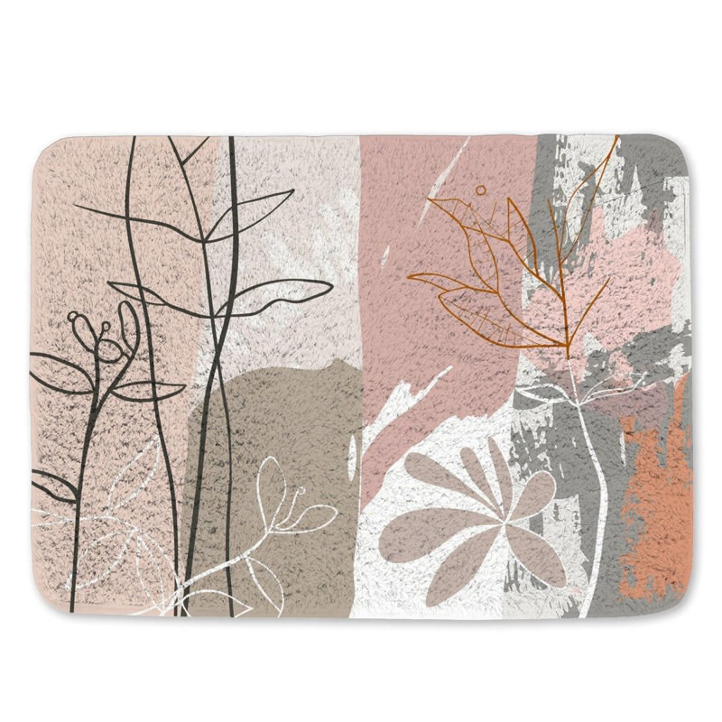 Ebie Microfiber / Microsuede Non-Slip Bath Mat, 17"W x 24"L
