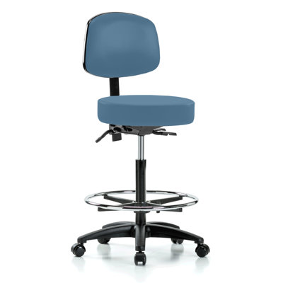 Tabouret de médecin à hauteur ajustable avec dossier et repose-pieds Gustav PERCH Walter | Hauteur du banc élevé: 25 à 35 po