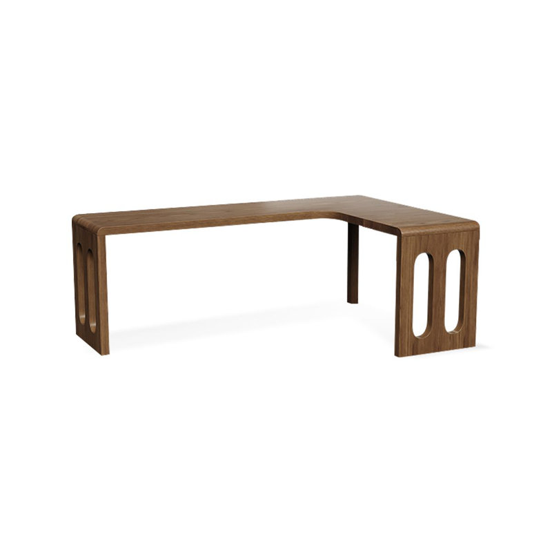 Walnut L-Shaped Solid Wood desks, 29.53" H x 78.74" W x 47.24" D, Right Hand Return