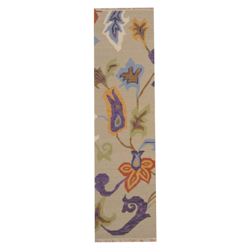 Wool Floral Indoor Rug, Runner 2'5" x 8'2"
