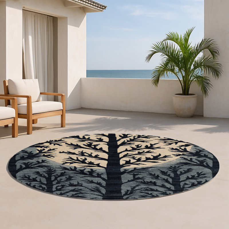 Tapis intérieur et extérieur gris Nature, Rond 5 pi