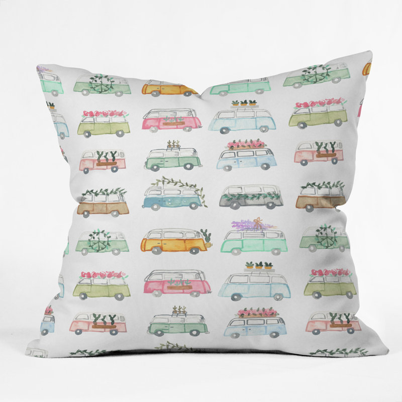 Coussin décoratif d’intérieur/d’extérieur à carreaux et à cendres et plantes, 18 po x 18 po