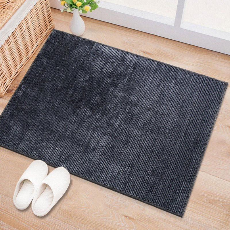 Ipswich Machine Washable Stripe Performance Dark Grey Area Rug, Rectangle 2' x 3'