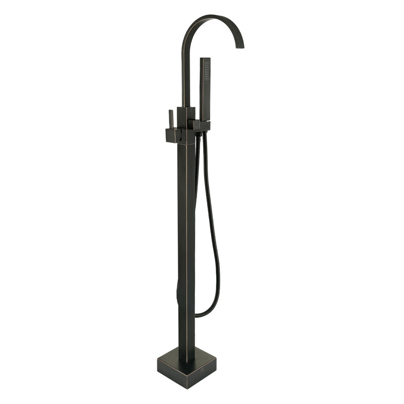  Topcraft Single Handle Floor Mounted Freestanding Tub Faucet with Handheld Shower, Venetian Bronze, Bronze