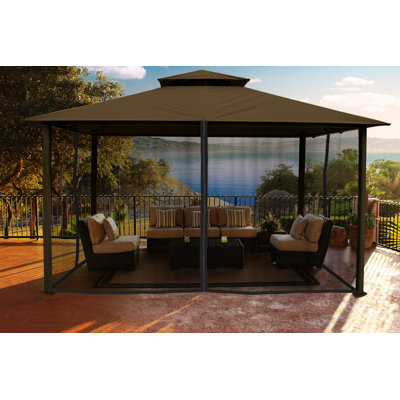 Abri d'auto 10 pi x 12 pi Barcelona  Pavillon de jardin en aluminium avec moustiquaire