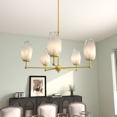 Vittori 5 - Light Gold Steel & Glass Dimmable Classic / Traditional Chandelier