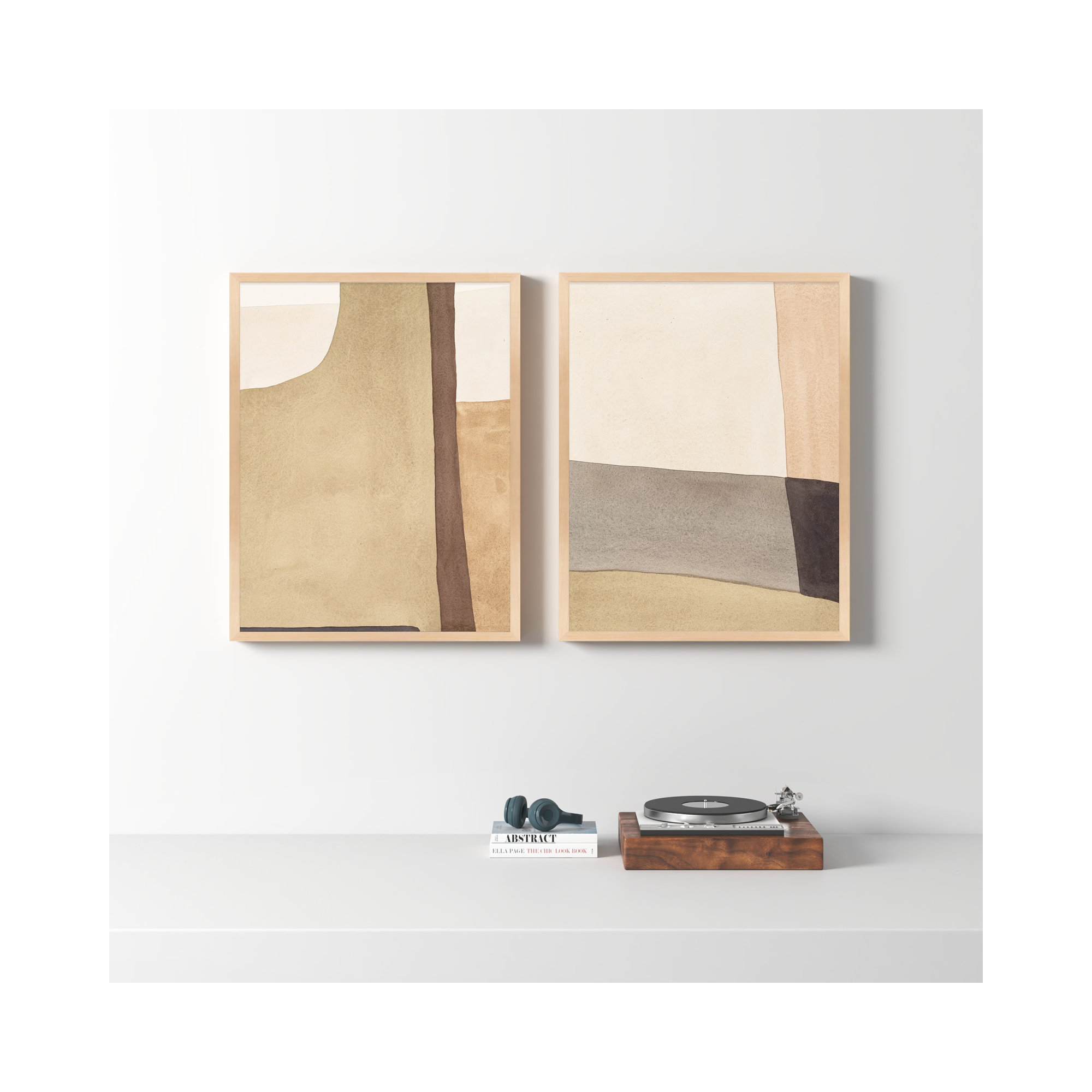 Overlapping By 2 by Julia Balfour, 38" H x 30" W x 1.25" D, Brown Framed