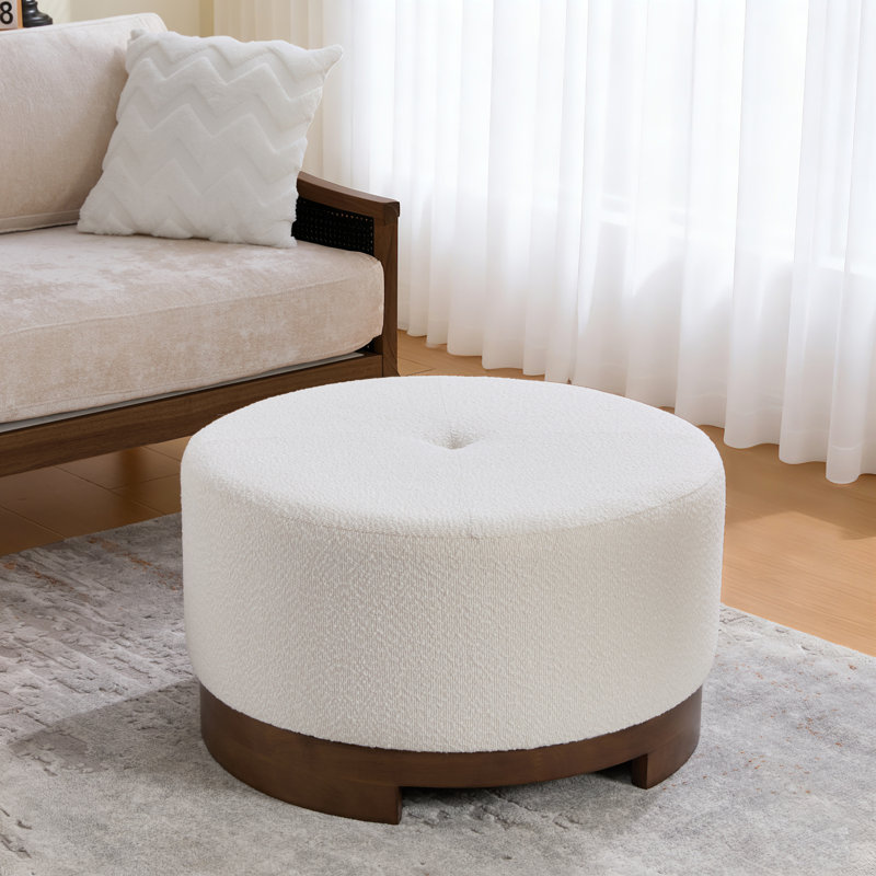 Repose-pieds rembourré Elmcrest, Beige Boucle