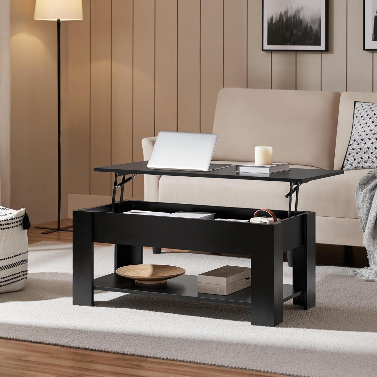 Wrought Studio™ Height-Adjustable Coffee Table With Drawers And Hidden ...