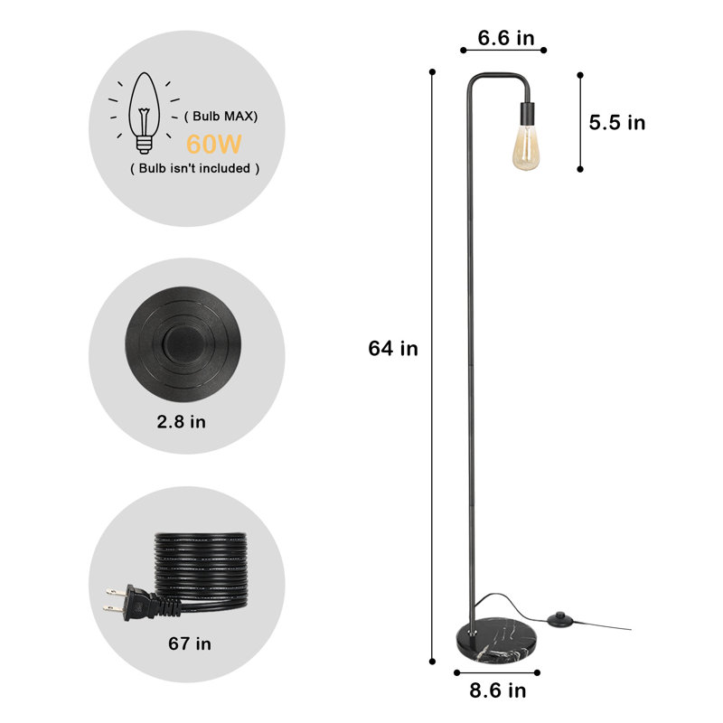 Takehiko 64'' Black Task Floor Lamp