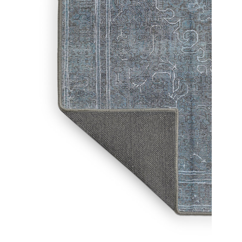 Badrig Oriental Gray/Blue Area Rug, Rectangle 5' x 7'
