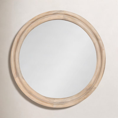 Larina Solid Wood Round Mirror