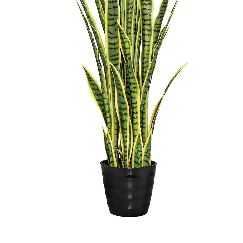 Plante de serpent artificielle Sansevieria en pot, Vert foncé / jaune, H 48 po x l 15 po 