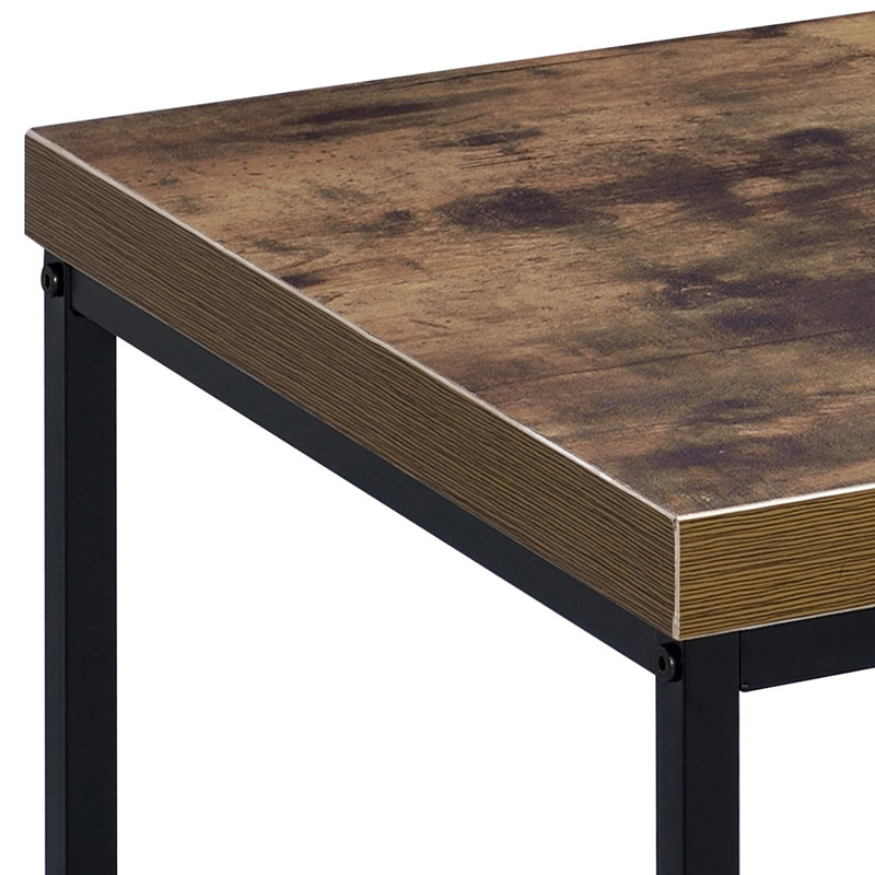 Table de bout rectangulaire avec surface en chêne patiné et table industrielle en métal noir