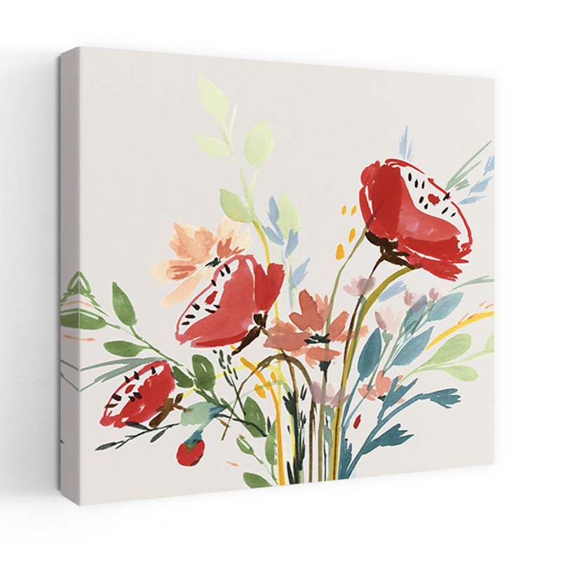 «Vibrant Bouquet In Bloom II», art mural contemporain abstrait, H 48 po x l 48 po