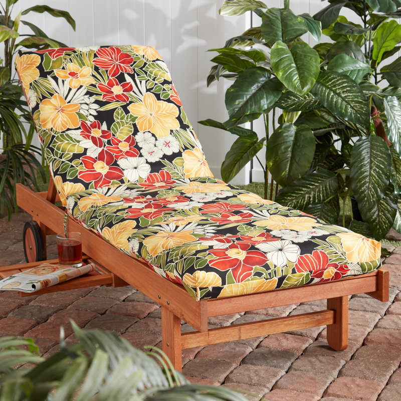 Coussin de chaise longue d'extérieur, Noir Aloha