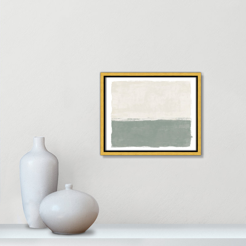Sage Whisper II - Landscape Version Print par Natalie Carpentieri, Toile avec cadre, 11.5'' W x 9.5'' H, Gold Floater