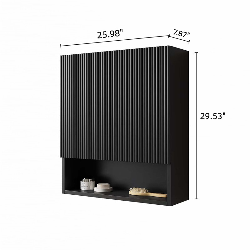 Armoire de salle de bain 26 po, Noir