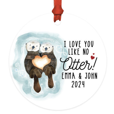 Ornement en métal sur mesure pour arbre de Noël I Love You Like No Otter