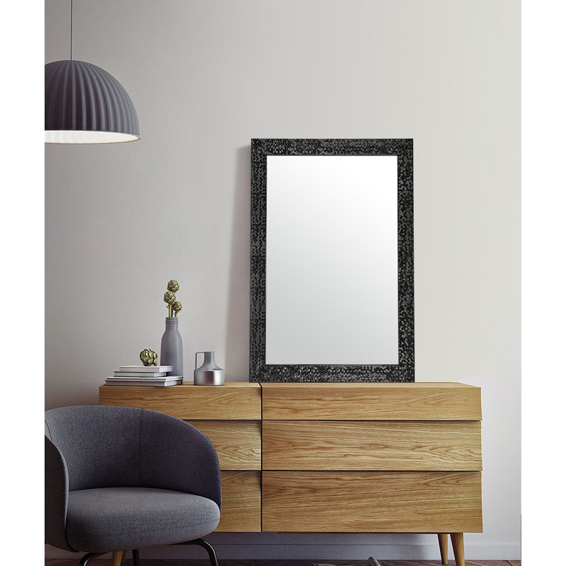 Ingulf Metal Flat Wall Mirror, 103cm H x 73cm W , Black