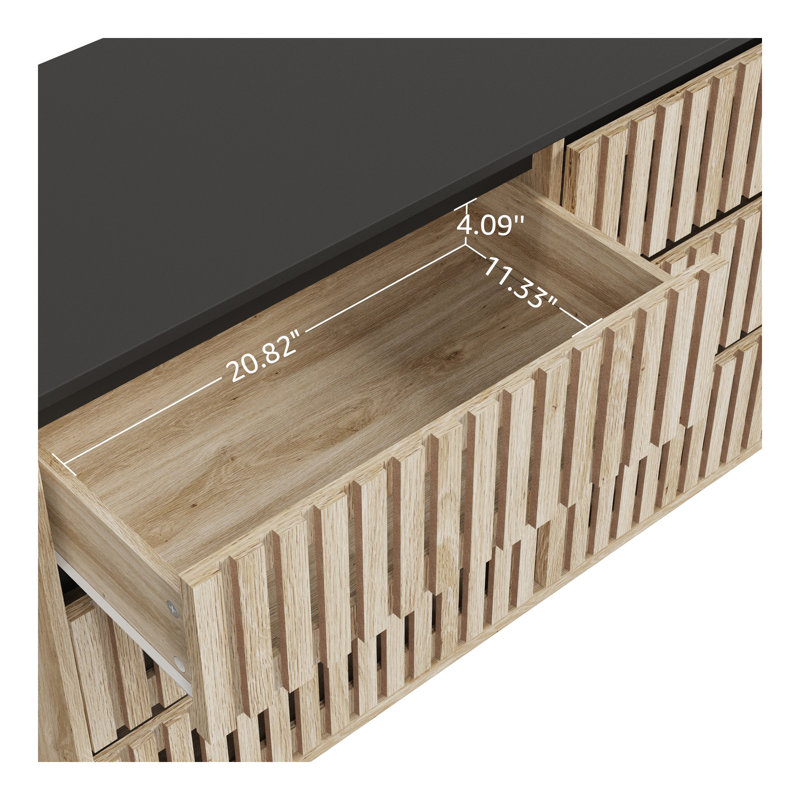 Cannelé, armoire de rangement pour chambre à coucher, rangement à six tiroirs, grande capacité, armoire de rangement minimaliste moderne, conception à deux tons