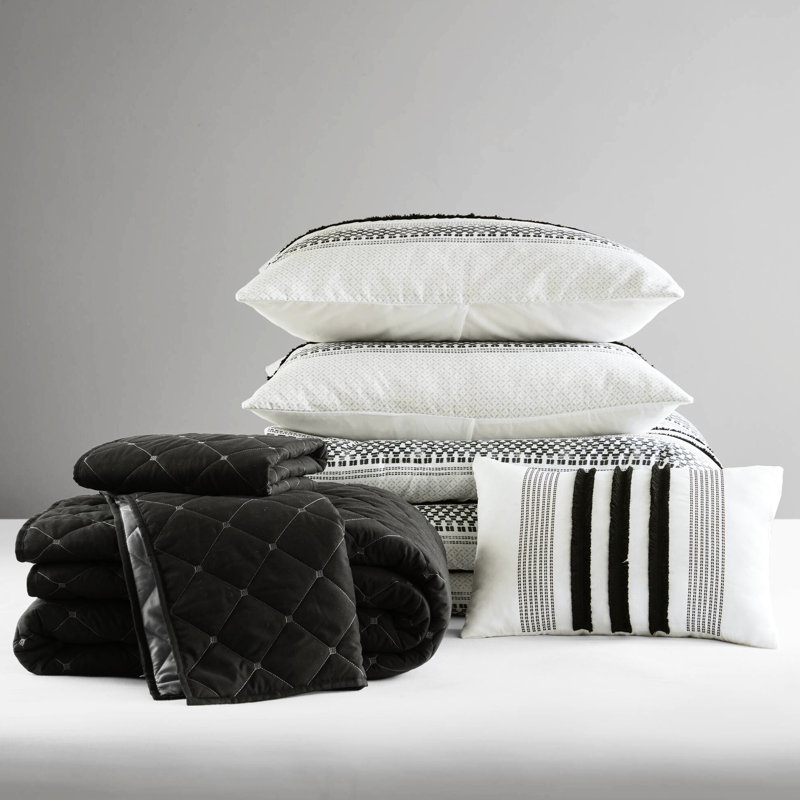 7 Piece Stripe Bedding - King Size. Microfiber Fabric. Ensures A Restful Night. And . Fascinating Pattern. Matches Various Bedroom Styles. To Wrinkles Shrinkage. Easy Tidy King/ Bedding. 100%