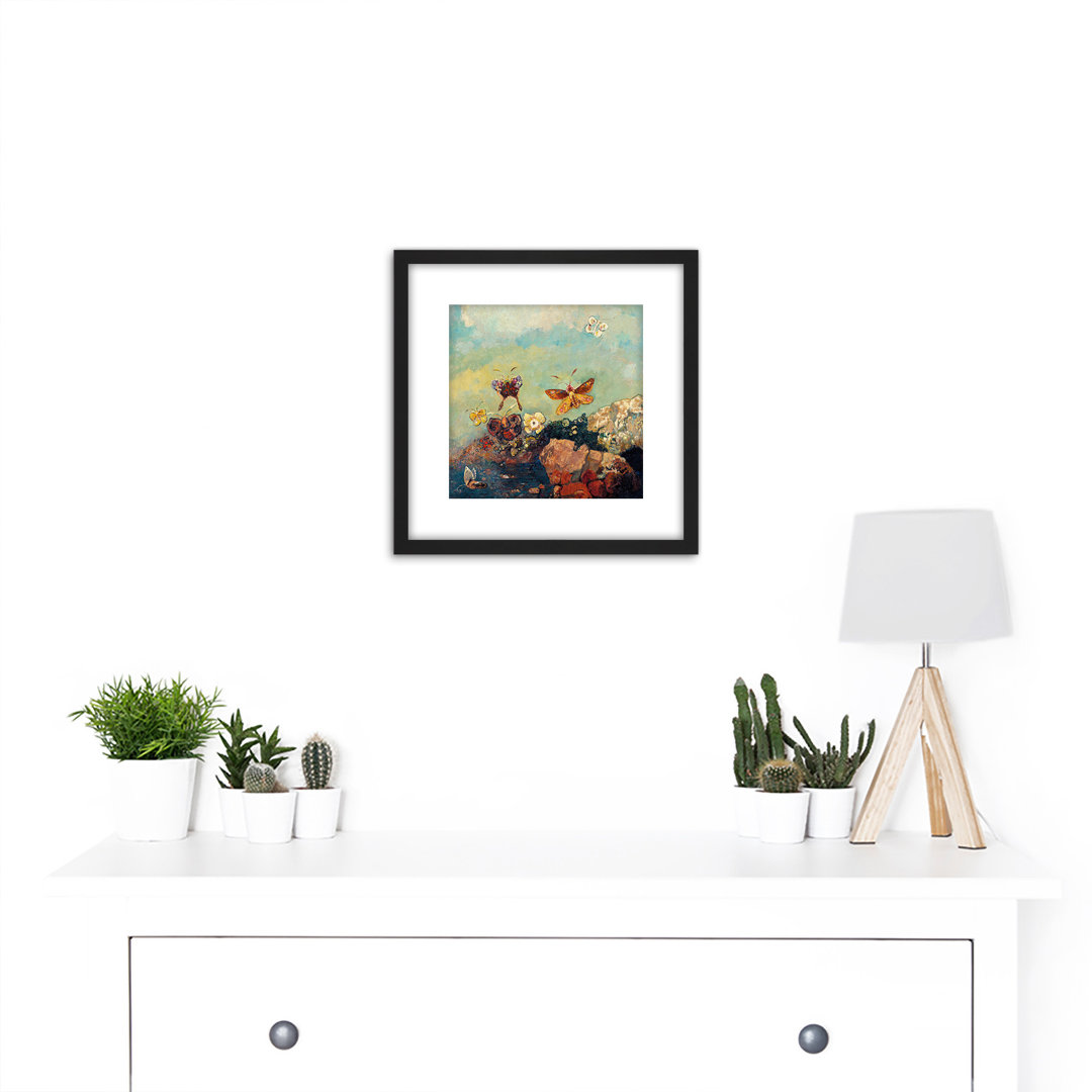 Odilon Redon Butterflies Cropped by Odilon Redon - Picture Frame Painting