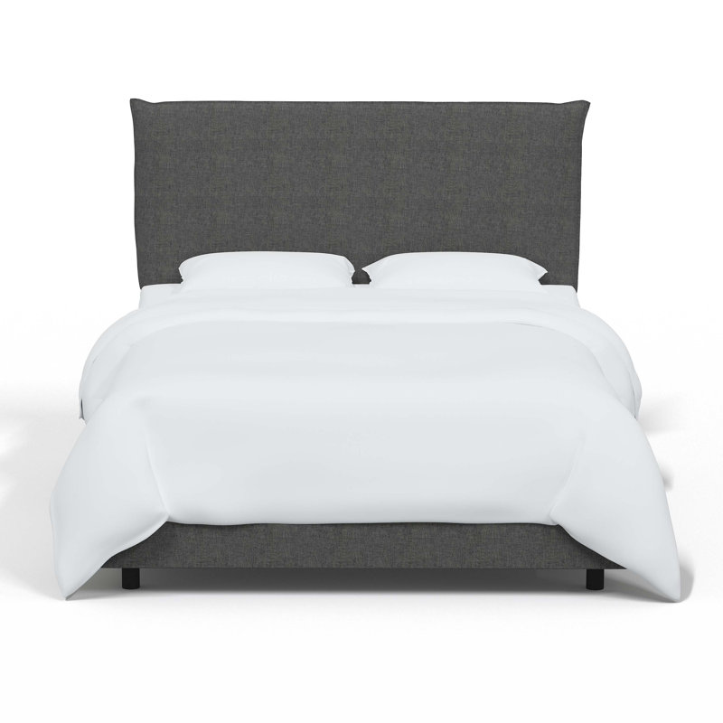 Lit tapissier standard à profil bas Bessinger, Lin gris anthracite texturé Zuma, Double