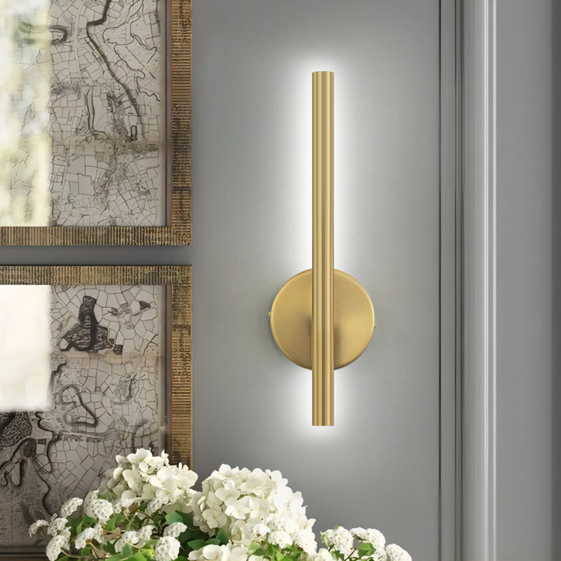 Kempinski Integrated LED Wrought Iron Wallchiere, 6000K, 16" H x 4.72" W x 2.8" D, Gold