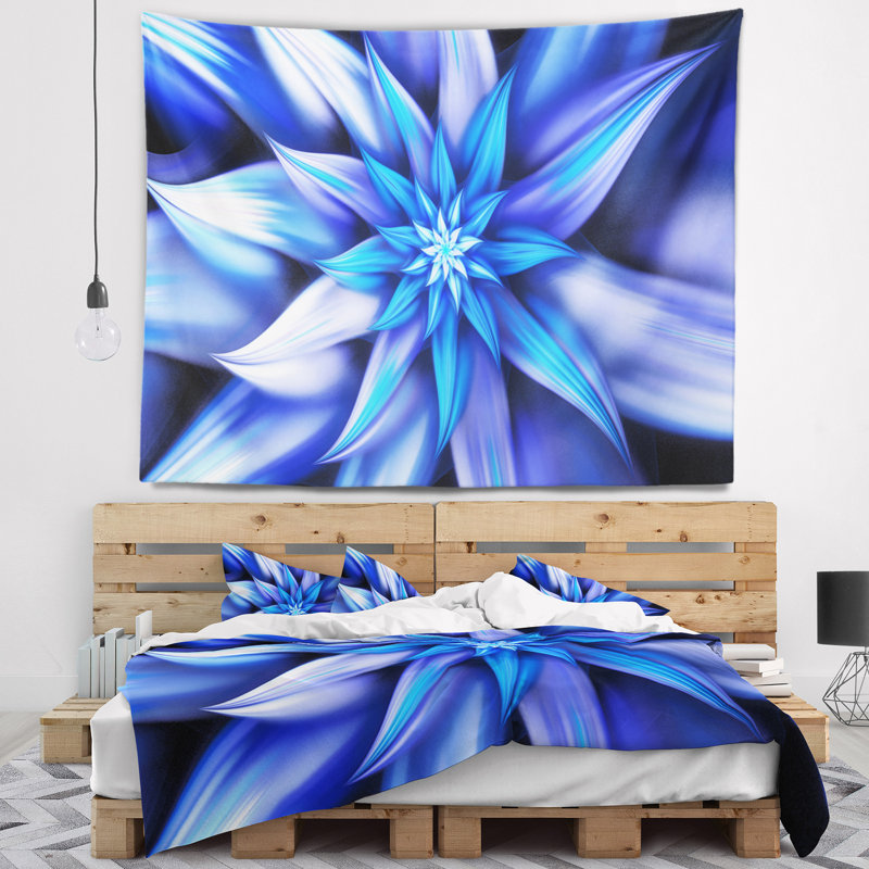 Tapisserie florales de fleurs bleues danse, H 78 po x l 92 po