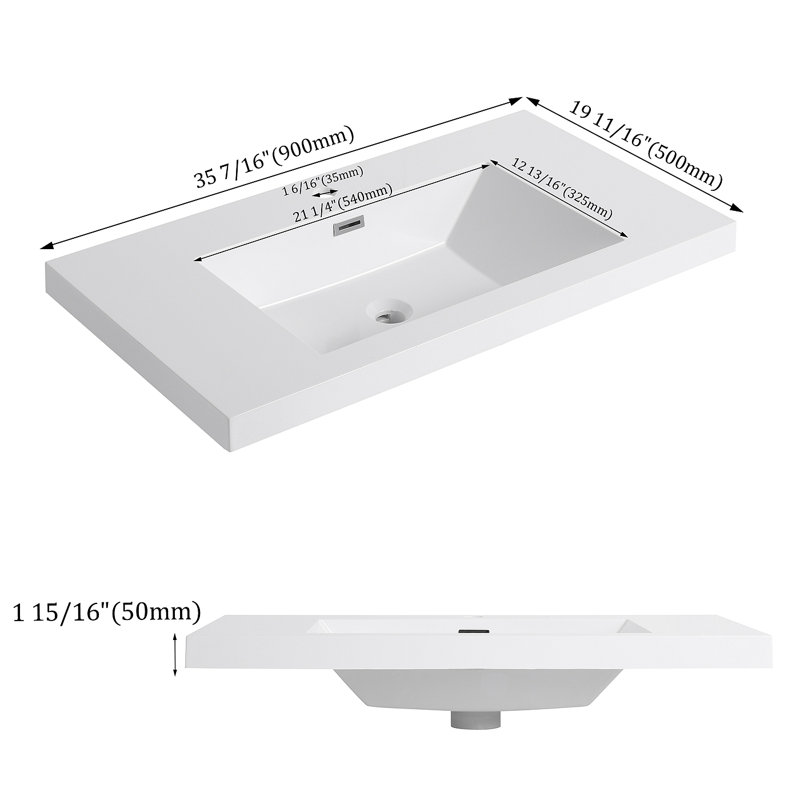 Lavabo de salle de bain 36 "en résine