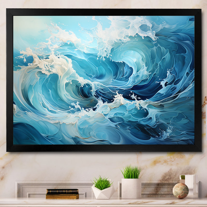 Rhapsodie océanique - Décoration murale nautique et plage_105676, H 24 po x l 32 po x P 1 po, Cadre photo noir