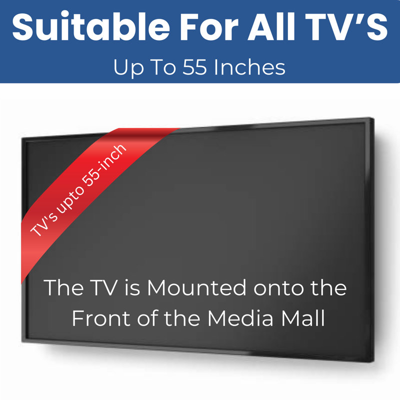  Pre-Built Media Wall Package 19 | Includes 50 Inch Spectrum Series 3-Sided Electric Fireplace | TV Feature Wall with LED Flame Effect | Made in the UK