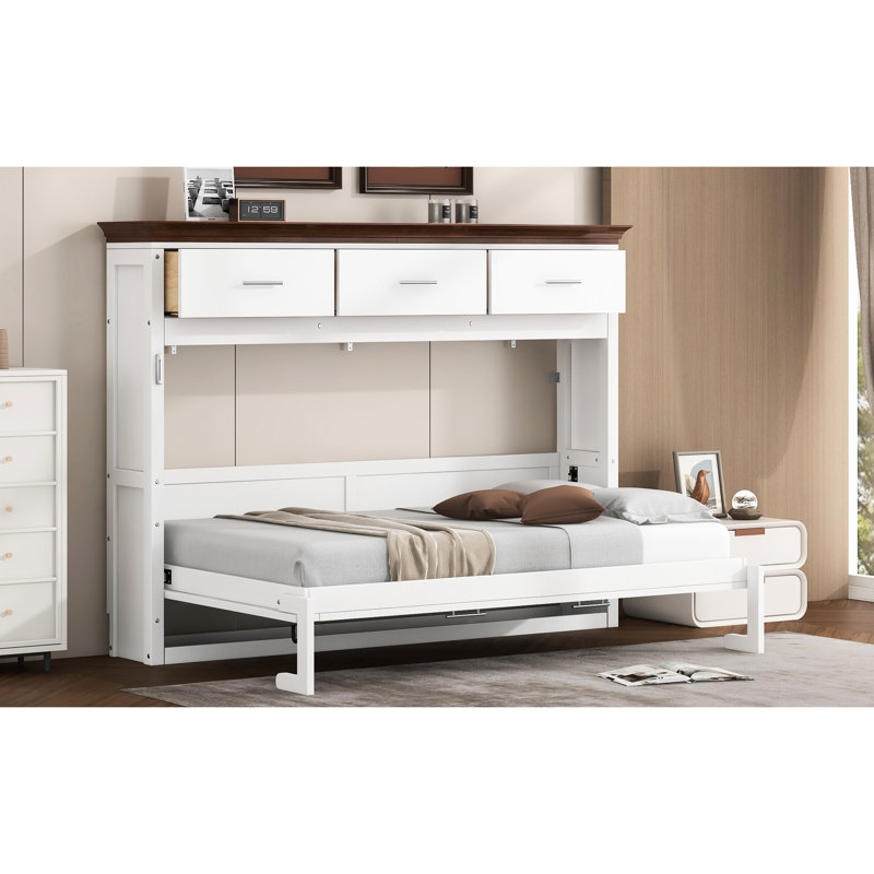 Lit simple en blanc, 3 tiroirs pour un grand espace de rangement et construction, peu encombrant, facile à assembler, taille blanche avec tiroirs, chambre à coucher, matériau fiable, assemblage, aucune boîte à ressorts nécessaire