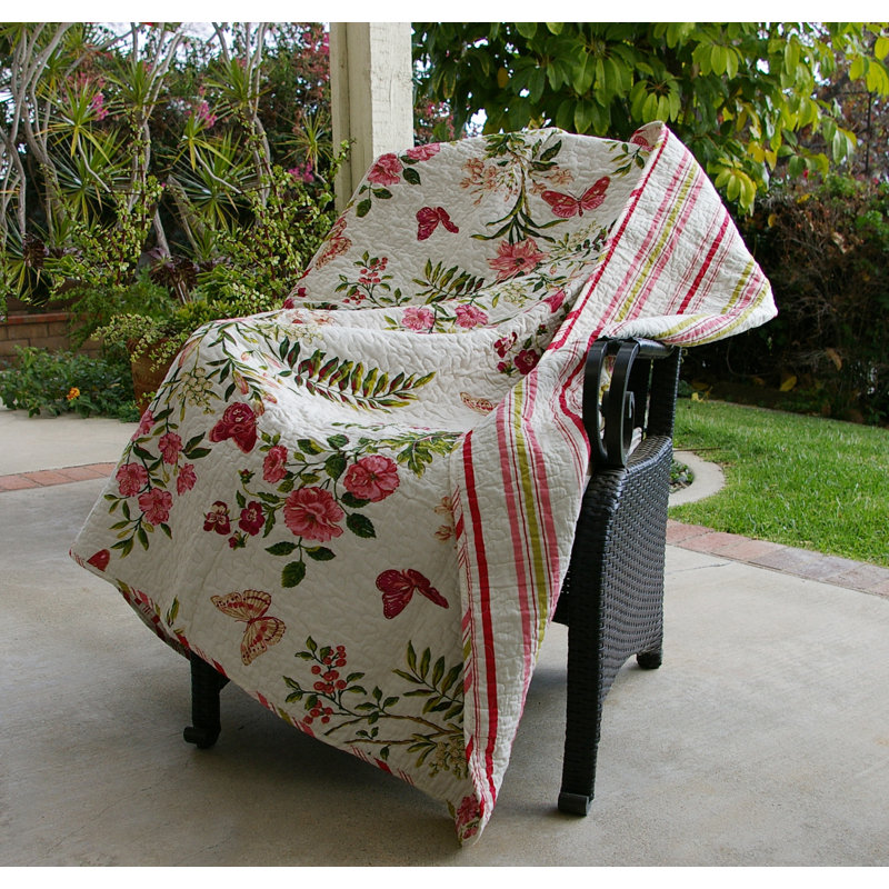 Jeté matelassé Greenland Home Fashions Butterflies - motif floral multicolore, 50 po x 60 po