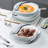 18-Piece Ivory White Geometric Pattern Dinnerware Set for 6, Includes Dinner Plates, Dessert Plates & Soup Bowls-116490945