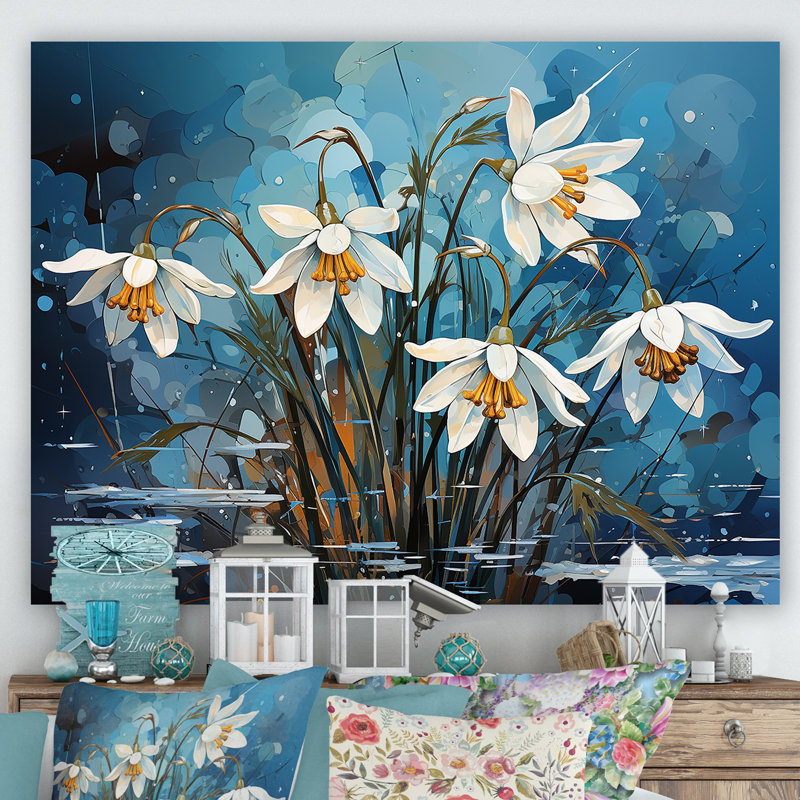 «Realistic Snowdrops Winter Chills III», reproduction sur toile, Toile tendue, H 24 po x l 32 po x P 1 po