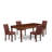 5 Piece Dining Room Table Set Includes A Kitchen Table and 4 Burgundy Polyester Fabric Padded Chairs, Mahogany-828848204-828848205-863778853