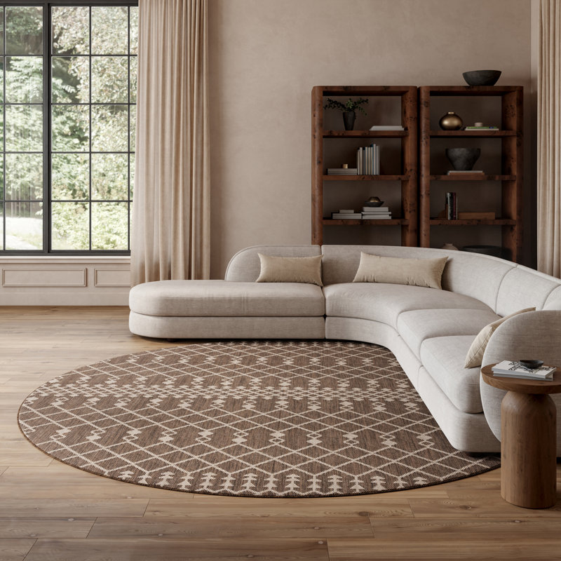 Nourison Positano 12' x Round Natural Modern Rug, Round 12', Natural